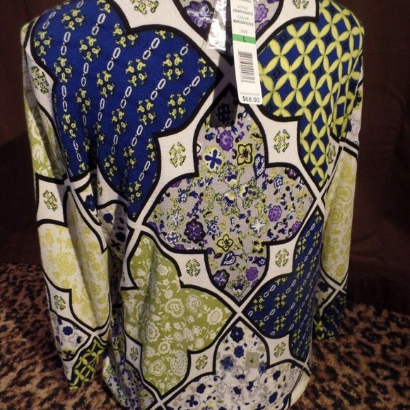 💚Joseph Spring White Blue Green Button Front Cardigan Knit Sweater S Paisley - Picture 7 of 10